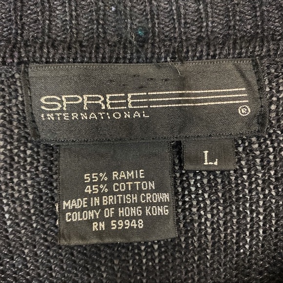 VINTAGE SPREE INT’L Black Sequin 80’s Ramie Cotton Sweater Large - Picture 8 of 11